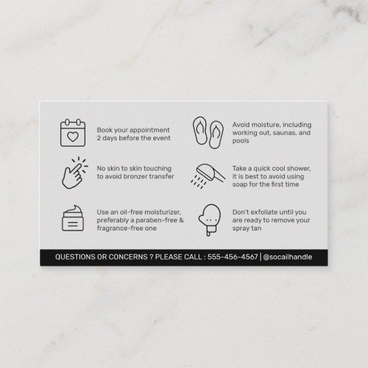 ホログラフィック編集可能サンレススプレータンアフターケア 名刺 (裏面)