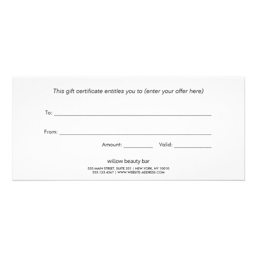 ホログラフィック署名スクリプトギフト証明書 ラックカード (裏面)