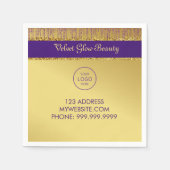 ホログラフィック署名スクリプトモダン金ゴールドグリッター スタンダードカクテルナプキン (正面)