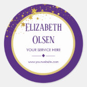 ホログラフィック署名スクリプトモダン金ゴールドグリッター ラウンドシール (正面)