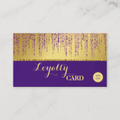 ホログラフィック署名スクリプトモダン金ゴールドグリッター ロイヤリティカード (正面)