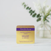 ホログラフィック署名スクリプトモダン金ゴールドグリッター 割引カード (スタンド正面)