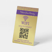 ホログラフィック署名スクリプトモダン金ゴールドグリッター 台座サイン (正面)