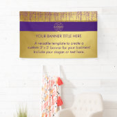 ホログラフィック署名スクリプトモダン金ゴールドグリッター 横断幕 (インサイチュ)