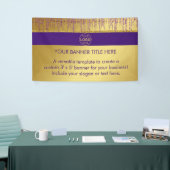 ホログラフィック署名スクリプトモダン金ゴールドグリッター 横断幕 (トレードショー)