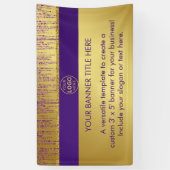 ホログラフィック署名スクリプトモダン金ゴールドグリッター 横断幕 (縦)