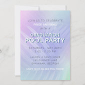 ホログラフィック葉トロピカル卒業プールパーティー 招待状 (正面)