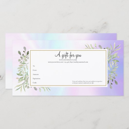 ホログラフィック葉春ギフト証明書 (正面/裏面)