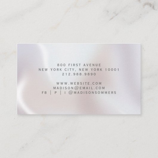 ホログラフィック虹彩色の真珠メイクアップアーティスト 名刺 (裏面)