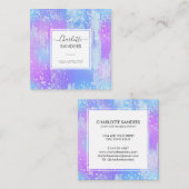 ホログラフィック虹彩色の銀箔 スクエア名刺 (正面/裏面)