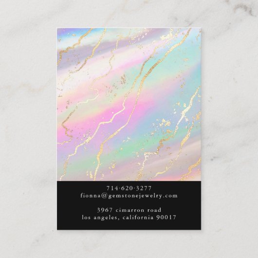 ホログラフィック虹彩色オパールネックレスディスプレイカード 名刺 (裏面)