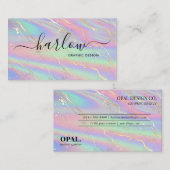 ホログラフィック虹彩色オパール石金ゴールド大理石 名刺 (正面/裏面)