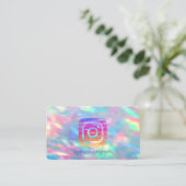 ホログラフィック虹彩色OpaI nstagramソーシャルメディア 名刺 (スタンド正面)