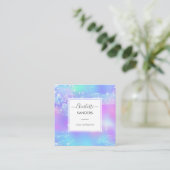 ホログラフィック虹色きらめくグリッター スクエア名刺 (スタンド正面)