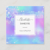 ホログラフィック虹色きらめくグリッター スクエア名刺 (正面)