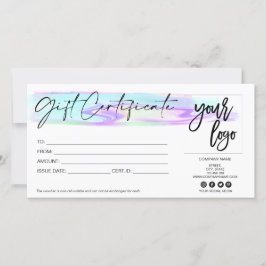 ホログラフィック虹色ギフトカードの追加ロゴ