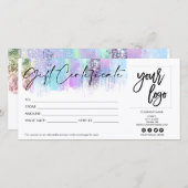 ホログラフィック虹色ギフトカードの追加ロゴ (正面/裏面)