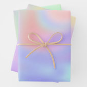ホログラフィック虹色パカラフルステル ラッピングペーパーシート (インサイチュ)