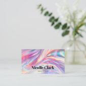 ホログラフィック虹色QRコードモダン 名刺 (スタンド正面)