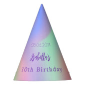 ホログラフィック誕生日パーティーガール パーティーハット (正面)