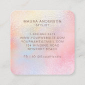 ホログラフィック赤面ピンクモノグラモダンムエレガント スクエア名刺 (裏面)