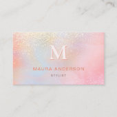 ホログラフィック赤面ピンクモノグラモダンムエレガント 名刺 (正面)