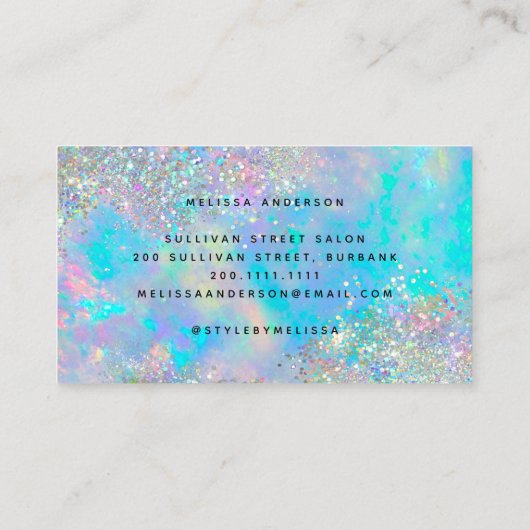 ホログラフィック輝くオパール虹色のビジネス ロイヤリティカード (裏面)