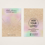 ホログラフィック金ゴールドグリッターイヤリングネックレスディスプレイ (正面&裏面)