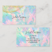 ホログラフィック金ゴールドグリッターオパール石 名刺 (正面/裏面)