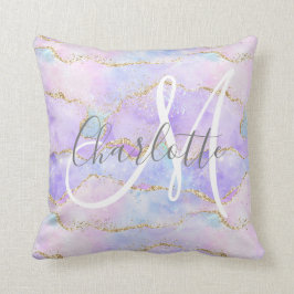 ホログラフィック金ゴールドグリッター作動モノグラム  クッション