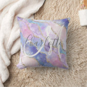 ホログラフィック金ゴールドグリッター基モノグラムの板 クッション (ブランケット)