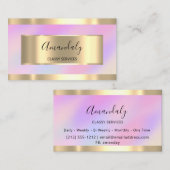 ホログラフィック金ゴールドプロフェッショナルメイクアップ爪、 ネイルピンク 名刺 (正面/裏面)