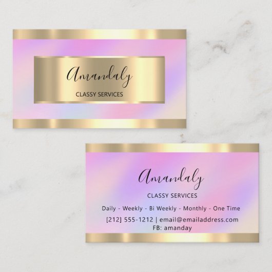 ホログラフィック金ゴールドプロフェッショナルメイクアップ爪、 ネイルピンク 名刺 (正面/裏面)