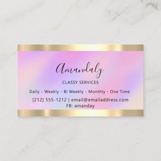 ホログラフィック金ゴールドプロフェッショナルメイクアップ爪、 ネイルピンク 名刺 (裏面)