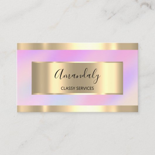 ホログラフィック金ゴールドプロフェッショナルメイクアップ爪、 ネイルピンク 名刺 (正面)