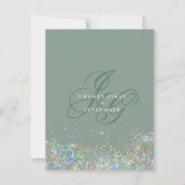 ホログラフィック金ゴールドミントグリッター結婚イニシャル 招待状 (裏面)