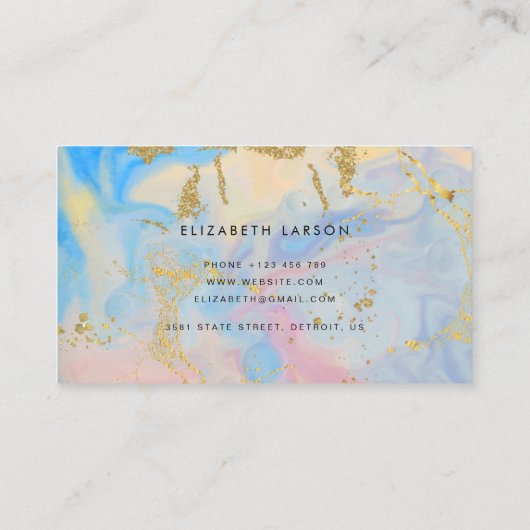 ホログラフィック金ゴールドモダングリッターヘアスタイリッシュサロン 名刺 (裏面)