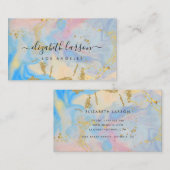 ホログラフィック金ゴールドモダングリッターヘアスタイリッシュサロン 名刺 (正面/裏面)