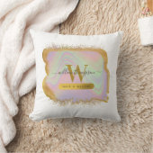 ホログラフィック金ゴールドモダングリッターヘア&メイクアップ クッション (ブランケット)