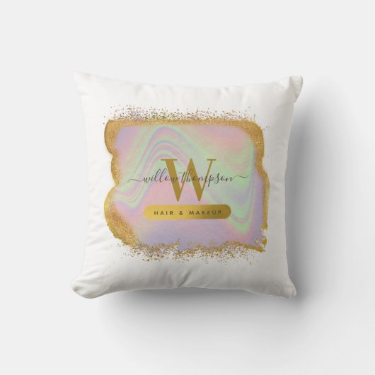 ホログラフィック金ゴールドモダングリッターヘア&メイクアップ クッション (正面)