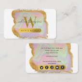 ホログラフィック金ゴールドモダングリッターヘア&メイクアップ 名刺 (正面/裏面)