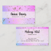 ホログラフィック金ゴールド紙吹雪ドットの構成と髪 名刺 (正面/裏面)