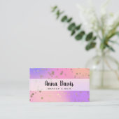 ホログラフィック金ゴールド紙吹雪ドットの構成と髪 名刺 (スタンド正面)