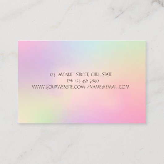 ホログラフィック金ゴールド、水彩ロータス、ヨガ 名刺 (裏面)