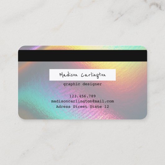 ホログラフィック金属クレジットカードスタイル 名刺 (裏面)