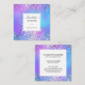 ホログラフィック銀グリッター紙吹雪 スクエア名刺 (正面/裏面)