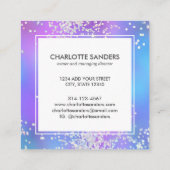 ホログラフィック銀グリッター紙吹雪 スクエア名刺 (裏面)