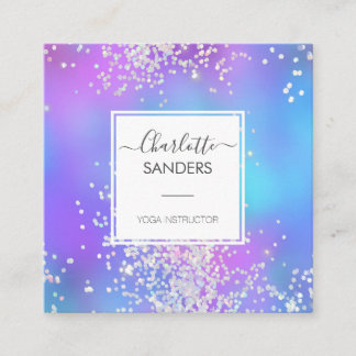 ホログラフィック銀グリッター紙吹雪 スクエア名刺