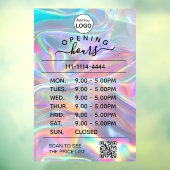 ホログラフィック開館時間ロゴおよびqrコード ウィンドウサイン (シート3)