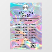 ホログラフィック開館時間ロゴおよびqrコード ウィンドウサイン (シート)